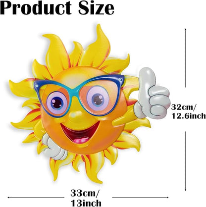 2Pcs Metal Sun Wall Decor, 13Inches Sun Outdoor Wall Art for Garden Yard Room Kitchen Patio Fence Decorations