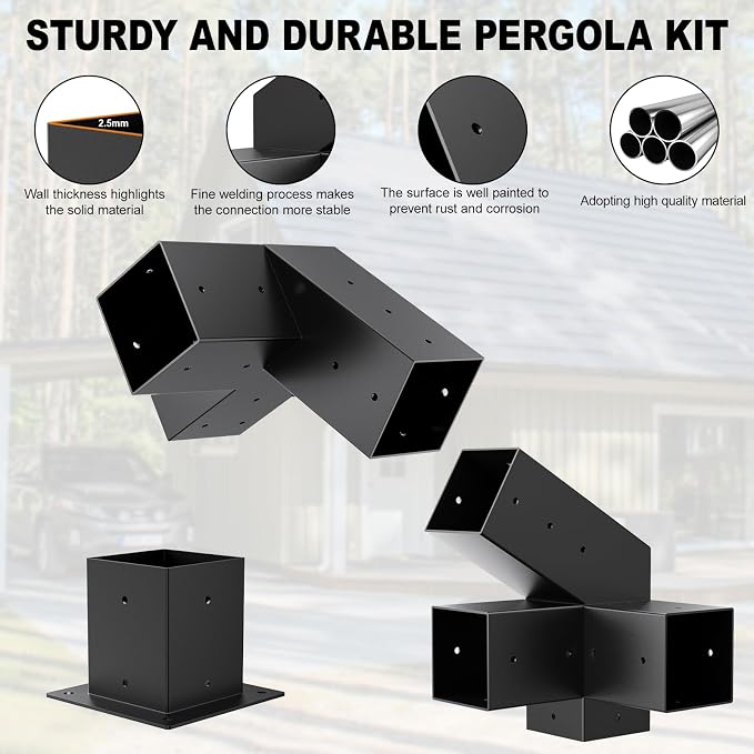 Heavy Duty 30°Slanted Roof Wall Mount 4x4 Pergola Bracket Kit,Angled Construction Pergola Hardware for Outdoor Wood Pergolas, Gazebo, Sheds