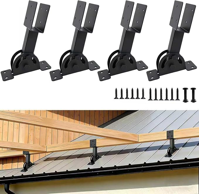 2x4 Heavy Duty Roof Riser Brackets Kit 4 Pcs, Adjustable Angle Pergola Support Brackets Black Powder-Coated Patio Roof Lift Brackets Suitable for Patio Gazebos/Pergolas