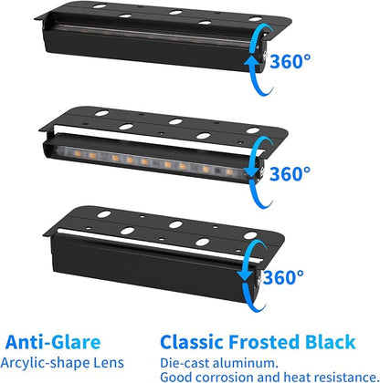 8-Packs 3W 7inch LED Hardscape Paver Lighting,12V AC/DC Low Voltage Retaining Wall Lights,Landscape Lighting,5000K Daylight White Outdoor Step Light,50,000 Hours Lifespan-Black