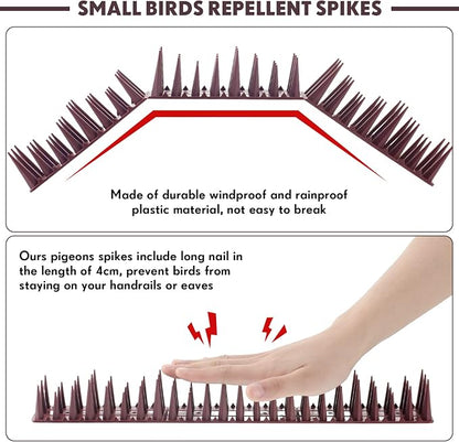 Geetery 40 Pack Bird Spikes for Outside Squirrel Pigeon Spikes Bird Spikes for Cat Animal Outside Plastic Fence Spikes for Garden Wall Railing Roof(Brown)