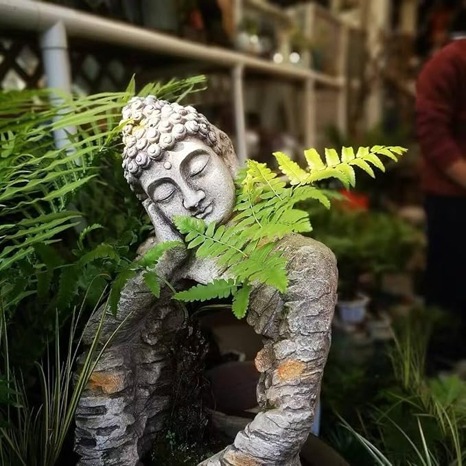homary Outdoor Sleeping Buddha Statue Planter | Zen Garden Sculpture, Flower Pot, Magnesium Oxide, Indoor Outdoor Decoration, For Patio, Lawn, Temple, Office