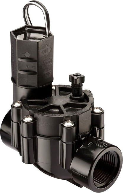 Rain Bird CPF100 In-Line Automatic Sprinkler Valve with Flow Control, 1" Threaded x Female, Black