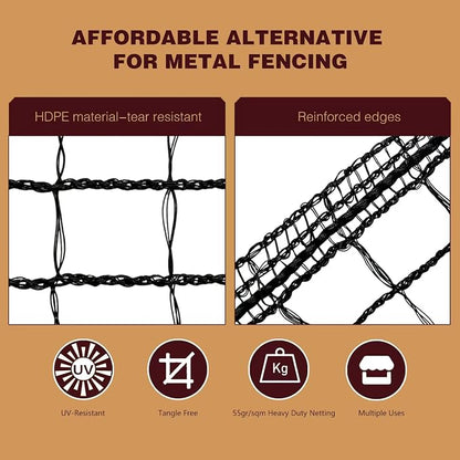Plastic Mesh Fence Deer Fencing 4x75ft,Reinforced Edges,55gsm Heavy Duty Temporary Fence,Ideal for Garden Netting,Animal Barrier,Safety Netting, Fruit Plant Protection, Black