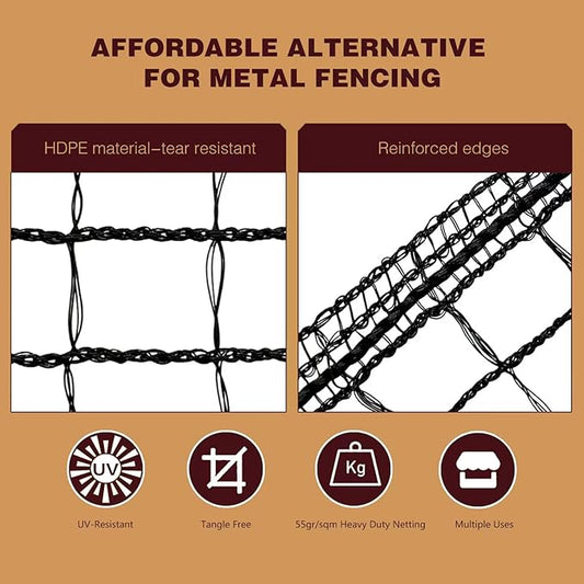 Plastic Mesh Fence Deer Fencing 4x25ft,Reinforced Edges,55gsm Heavy Duty Temporary Fence,Ideal for Garden Netting,Animal Barrier,Safety Netting, Fruit Plant Protection, Black