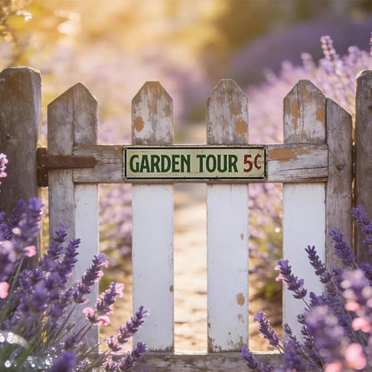 Garden Metal Tin Sign, Vintage Farmhouse Decor, Garden Tour 5 Cents Sign, Gardening Wall Art, for Yard Fence Door Porch, Funny Indoor Outdoor Decoration, 15.7 x 3.9 Inches