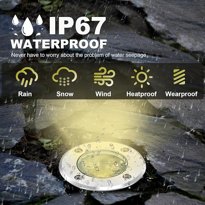 8Pack Low Voltage Landscape Lights with Connectors 3W LED 12-24V In-Ground Lights IP67 Waterproof Garden Lighting 3000K Outdoor Decorative Lights for Yard Pathway Patio (Warm White)