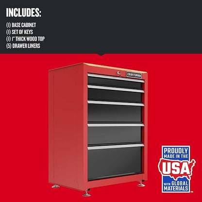 CRAFTSMAN Garage Storage Cabinet, Metal, Freestanding, 5-Drawers (CMST22602RB)