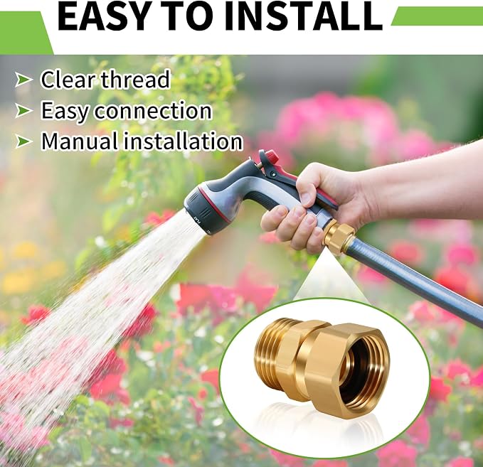 Boltigen Garden Hose Swivel Connector, 3/4GHT Garden Hose Swivel Fitting, 360 Degree Male to Female Hose Adapter for Outdoor