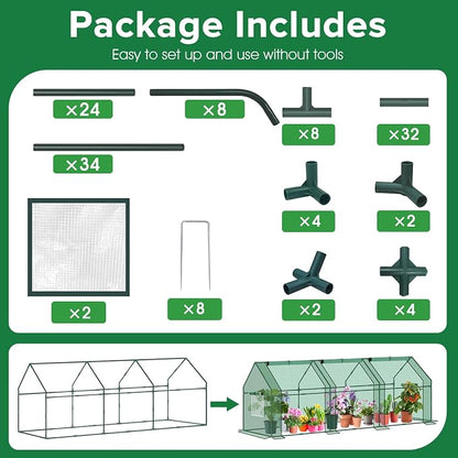 Mini Greenhouse for Outdoor,Portable Small Tunnel Greenhouses for Outdoors with Roll up Zipper Door for Protecting Plant (PE, 95" x 36" x 36")