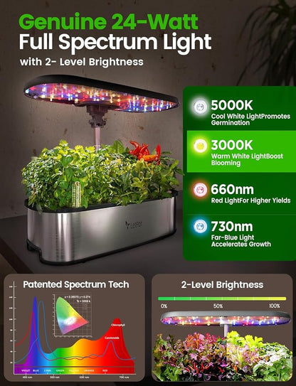 LETPOT LPH-SE Hydroponics Growing System, 12 Pods Smart Herb Garden Kit Indoor, Indoor Garden, APP & WiFi Controlled, with 24W Growing LED, 5.5L Water Tank, Pump System, Automatic Timer