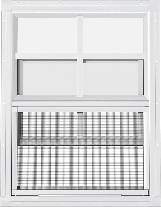 2 Pack Shed Windows 18" W x 23" H Flush Mount, White Household Windows for Playhouses, Barns, Chicken Coop