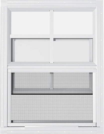 2 Pack Shed Windows 18" W x 23" H Flush Mount, White Household Windows for Playhouses, Barns, Chicken Coop