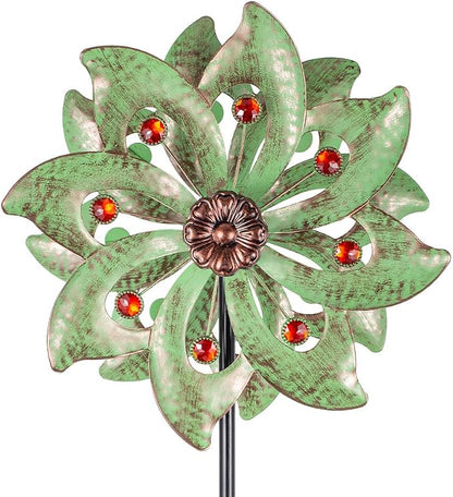 Stargarden Outdoor Wind Spinner-Double Wind Sculpture | 63*13"Metal Windmill for Garden Patio Yard Decor -Green