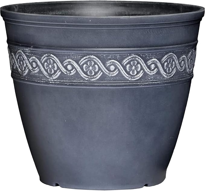 Classic Home and Garden by Growscape Corinthian Planter Pot(10" Storm Gray) | Classic Resin Plant Pots, Lightweight Indoor Outdoor Planter, Weather-Resistant, Great for Patio, Home & Garden Decor Accent