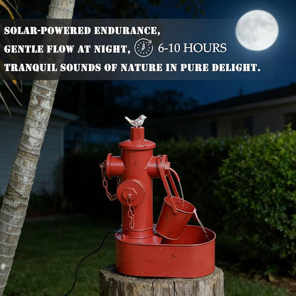 Metal Solar Powered Water Fountain with Backup Battery,Outdoor Fountains | water fountain outdoor;Solar Fountain Bird Bath for Garden, Patio & Yard Decor,Working at Night for at Least 6 Hours (red)