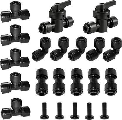 15 Pack 1/4" Quick Connect Drip Tee Connectors,Leak Free Fittings | Fits 1/4 Inch (6.35mm) Irrigation Tubing,Durable Black Plastic,Easy Push-to-Install for Garden Sprinkler