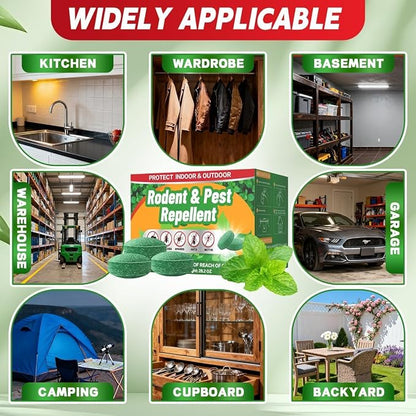 Rodent Mole Repellent Indoor Outdoor - 32 Packs Peppermint Essential Oil Extra Strength for Mice Rat Mouse Bug Spider Roach Repellent Pouches, Moth Balls Pest Control Natural Home Safe