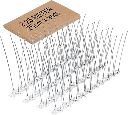 Bird Spikes, 9 Strip Stainless Steel Anti Bird Spikes, Birds Repellent for Roof, Balcony and Fence, Pigeon Spike Cover 7.38 Feet(2.25M)