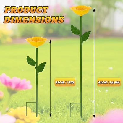 Mellbree Bee Watering Station, 4-Pack Metal Flower Bee Bath for Garden – Butterflies & Pollinators – Colorful Outdoor Gardening Stakes for Yard, Patio, Butterfly Garden, Gardening Essentials, 4