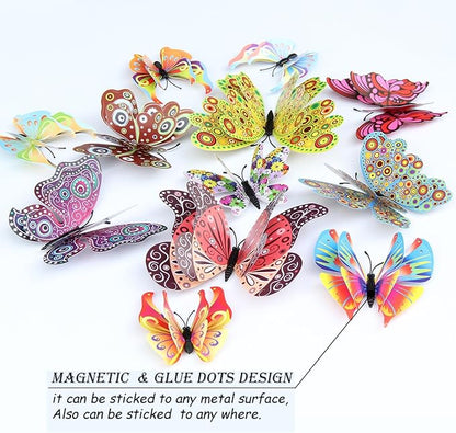 OPSEAM Butterfly Wall Decor 72 PCS, 3D Butterflies Stickers for Party Decorations with Magnets (Circl, 72)