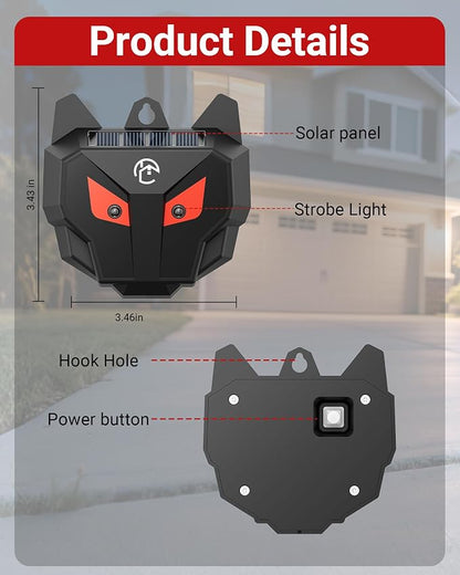 Solar Coyote Deterrent Predator Lights - Nocturnal Animal Repeller with Red LED Flashing Lights for Chicken Coop, Yard & Garden Protection Against Raccoons, Foxes, Deer, Skunks, Hawks