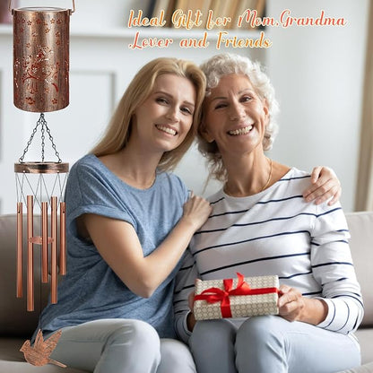 YHmall Cardinal Wind Chimes for Outside, Solar Hanging Lights Windchimes Outdoor Cardinal Gifts for Women, Mom, Memorial Wind Chimes Garden Decor as Gifts for Women