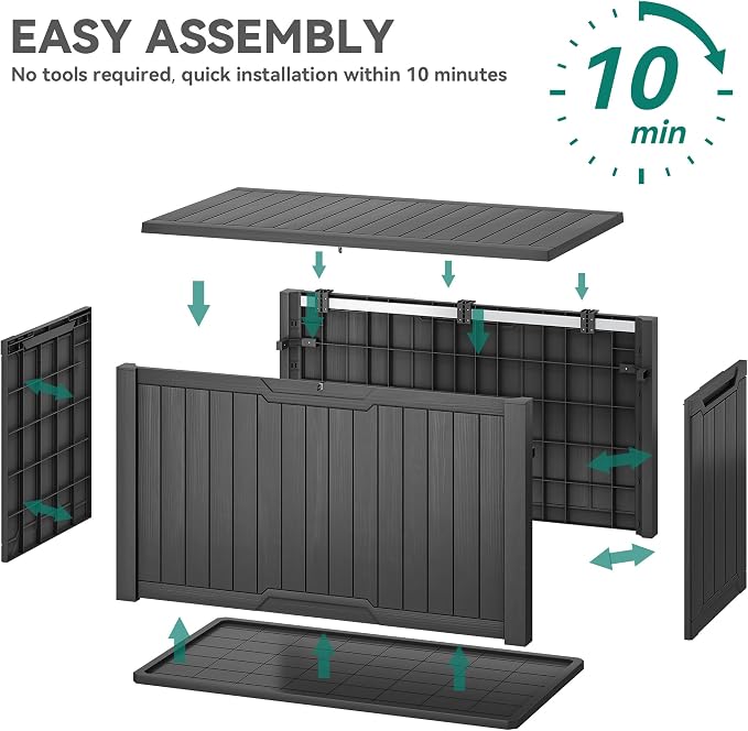 YITAHOME XXL 240 Gallon Large Outdoor Storage Deck Box for Patio Furniture | Outdoor Cushions, Garden Tools and Sports/ Pools Equipment, Weather Resistant Resin, Lockable (Dark Gray)
