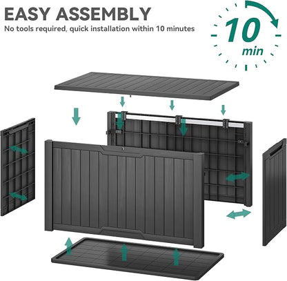 YITAHOME XXL 240 Gallon Large Outdoor Storage Deck Box for Patio Furniture | Outdoor Cushions, Garden Tools and Sports/ Pools Equipment, Weather Resistant Resin, Lockable (Dark Gray)