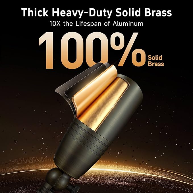 Gardenreet Die-Cast Brass Spot Light Outdoor - 12V LED Uplighting Waterproof, Low Voltage Landscape Lights Direct Wire, Bronze for Fence Fountain with Warm White MR16 Replaceable Bulbs (12 Pack)