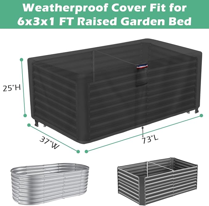 6x3 FT Raised Garden Bed Cover - Heavy Duty Frost Cover for Outdoor Winter Frost Cold Weather Plant Freeze Protection Covers, Black 73" x 37" x 25"