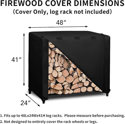 Easy-Going 4 Feet Outdoor Log Rack Cover Waterproof Weatherproof Firewood Cover with Openable Front Flap, (Cover Only, Rack Not Included)