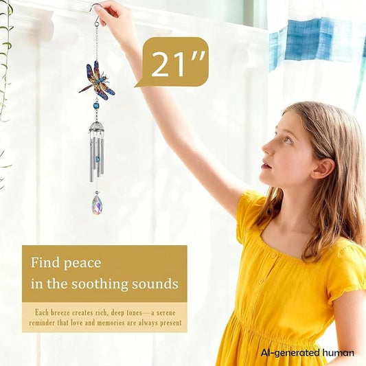 21'' Small Wind Chimes for Outside Dragonfly Windchimes Home Garden Decor | Unique Windchimes Outdoors Patio Dragonfly Gifts for Women Mom Grandma Sisters,Birthday Christmas Thanksgiving