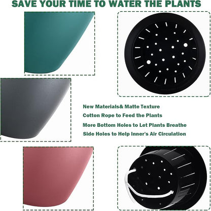 Planterhoma 6.7 Inch Self Watering Pots for Indoor Plants, 6 Packs African Violet Pots, Black Wick Pot with Drainage Holes, Self Watering Planters for Orchid, Devil's Ivy, Silver/Rose Gold