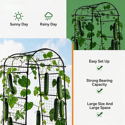 Metal Garden Arch Trellis, 6.8Ft Black for Raised Beds, Plant Support for Cucumbers & Climbing Vegetables