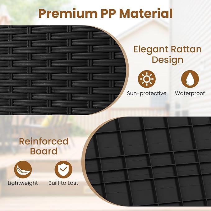 Tangkula 25 Gallon Outdoor Storage Box, Waterproof PP Resin Patio Storage Box with with Lockable Lid for Indoor & Outdoor Use, 2-in-1 Rattan Design Deck Box for Patio Cushions, Garden Tools