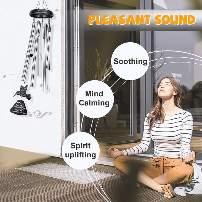 Sympathy Wind Chimes for Outside Deep Tone, Memorial for Loss of Loved One Prime, Bereavement Condolence Remembrance Funeral Gifts for Grieving Friends Loss of Mother Father