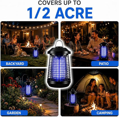 Bug Zapper Outdoor,4200v Mosquito Zapper Killer,Covers 1/2 Acre | Electric Bug zapper Helps Eliminate Mosquitoes and Flying Insects Outdoors. Ideal for Patio Backyard Garage. Easy-clean Tray