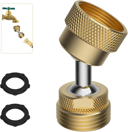 All-Metal Garden Hose Adapter, Swivel 3/4" GHT Hose Protector, Male Female | Swivel Brass, Flexible Pipe Kink Protector, Dual Rotation at Both Ends, Outdoor Faucet Connector