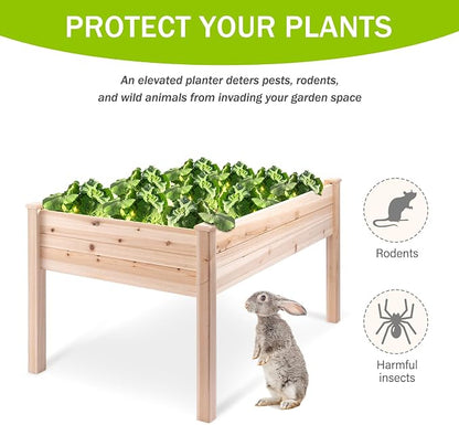 Backyard Expressions 48"x34" Raised Garden Bed - Elevated Wood Planter Box for Healthy Plant Growth, 440 lb Capacity - Natural Color