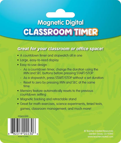 Teacher Created Resources White Magnetic Digital Classroom Timer (TCR21040)