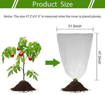 8 Pack Plant Covers Freeze Protection for Winter, 47.2"×31.5" Frost Cloths for Outdoor Plants Cold Weather Blankets with Drawstrings