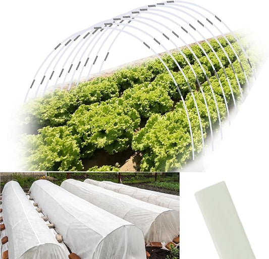 Garden Hoops 60pcs (M Size), Sunwuk Greenhouse Hoops for 2.5-5.5ft Wide Raised Bed, 10 Sets of 8.5ft Long Super Bendable Fiberglass Support Hoops Frame, Mini Greenhouse Strip for Row Cover
