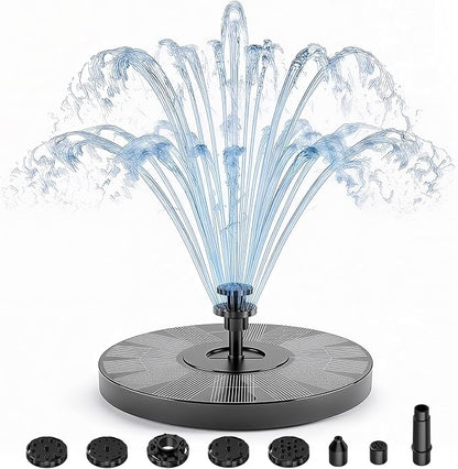 AISITIN 3.5W Solar Fountain for Bird Bath, Floating Solar Water Fountain Pump with 6 Interchangeable Nozzles, Outdoor Solar Water Pump for Garden Pond, Aquarium, Fish Tank, Pool