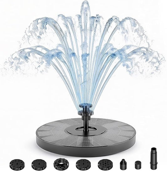 AISITIN 3.5W Solar Fountain for Bird Bath, Floating Solar Water Fountain Pump with 6 Interchangeable Nozzles, Outdoor Solar Water Pump for Garden Pond, Aquarium, Fish Tank, Pool