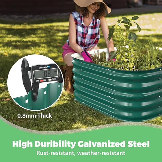Green Painted Galvanized Raised Garden Bed,Garden Planter Bed Outdoor, Heavy Duty Rustproof Steel Raised Bed Kit for Gardening Vegetables Fruits Flowers Grow (Green, 2.3x2.3x1.5ft)