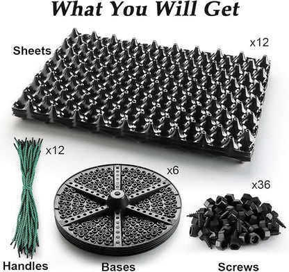 RooTrimmer Air Pruning Planters 5 Gallon 6-Pack, Sturdy Plastic Roots Control Planter Container for Fruit Vegetable Garden Orchard, Size 12"x12",Black