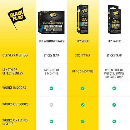 Black Flag Fly Paper 4 Traps, Catches All Flying Insects, 24 Pack