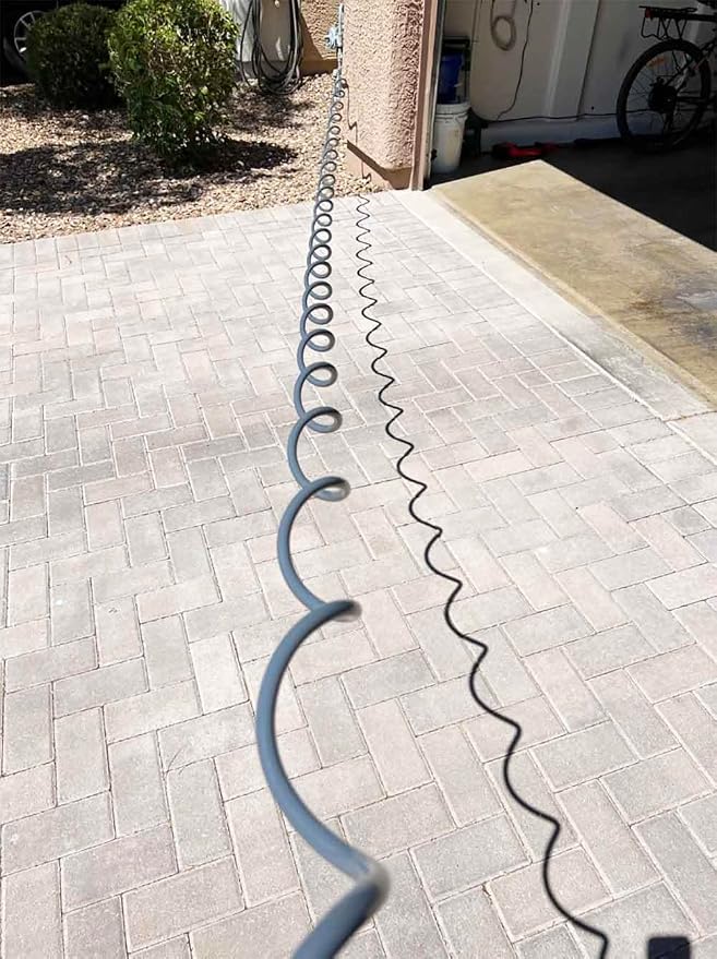 SANFU PU Recoil Garden Water Hose 3/8"ID x 20FT Premium With 3/4"Inch Brass Fittings Retractable, Swivel Female, Outdoor Patio Hose Marine&Boat, Gray(20')