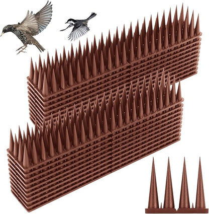 Bird Spikes, 18.7 Feet Bird Guard Spikes for Squirrel Cat Raccoon and Other Small Animals, Pigeon Spikes for Outdoor Fences and Roofs, Durable Plastic Bird Barrier Strips(20 Pack)